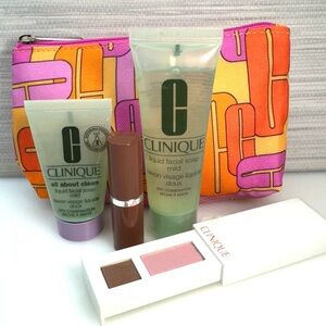 Clinique bag and makeup